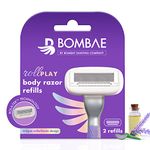 Bombae Rollplay hair removal razor Refills/Cartridge/Blades for women | Glidestrip with aloe vera and vitamin E| 2 pieces