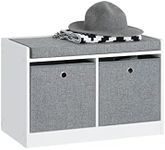 SoBuy FSR65-K-DG, 2 Baskets Hallway Bedroom Storage Bench, Shoe Bench Shoe Rack Shoe Cabinet with Seat Cushion