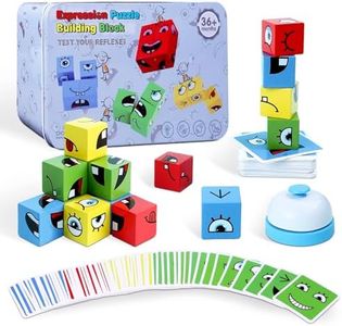 Montessori Puzzle Game for Kids - Wooden Face Changing Magic Cube Game, Educational Face Changing Cubes, 3+ Years (64 Cards, 16 Blocks, 1Bell)