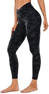 CRZ YOGA Womens Butterluxe Cross Waist Workout Leggings 25 Inches - V Cross High Waisted Gym Athletic Yoga Leggings Tie Dye Smoke Ink Small