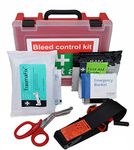 EVAQ8 Bleeding Control Kit for Critical Injury in Red First Aid Box for Traumas in Forestry Farms Workshops Includes Tourniquet and Haemostatic Dressing