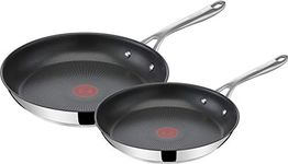 Jamie Oliver by Tefal Nonstick Coated Stainless Steel Pan Set 9.5" & 11", Induction Compatible, Oven Safe up to 500°F, Chef's Stainless Steel Skillet, Frying Pan, Kitchen Essentials, Silver