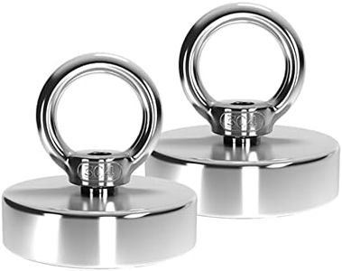 RIHEGANIT Fishing Magnets 200lb Pull Force,Strong Retrieval Magnet N52 Neodymium Powerful for Fish and Magnetic Recovery Salvage Single Sided 2 pcs/Pack