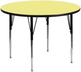 Flash Furniture Wren 48'' Round Yellow Thermal Laminate Activity Table - Standard Height Adjustable Legs