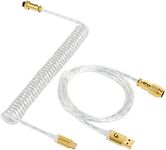 LexonElec Custom Transparent Coiled Keyboard Cable for Gaming Keyboard, Double-Sleeved Mechanical Keyboard Cable with Detachable Metal Aviator, 2.0M(0.66ft) USB-C to USB-A Keyboard Wire(Crystal)