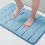 smiry Memory Foam Bath Mat, 40 x 60 cm, Extra Soft Non-Slip Bathroom Mat, Super Absorbent Bath Mats for Bathroom Floor, Machine-Washable Dry Bath Rug Foot Mat, Blue