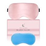 Cooling Eye Mask for Puffy Eyes, Reusable Gel Eye Mask, Silk Ice Eye Mask to Soothe Swollen Eyes and Dark Circles, Relieve Headaches and Sinus Pain with Cold Eye Mask and Eye Gel Mask Therapy (Pink)