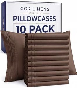 King Pillow Cases Set of 10 - Ultra Soft Hotel Quality Pillowcase Covers - Comfy & Wrinkle Free - Shrink, Stain and Fade Resistant - Easy-Care, Machine Washable Pillow Protectors - 10 Pcs Set - Brown