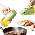 2 in 1 Oil Dispenser and Oil Sprayer Premium Olive Oil Dispenser Bottle with Automatic Cap, Non-Drip Spout Oil Mister Oil Spray Bottle for Cooking, Kitchen, Salad, Barbecue Green 300ML/ 10.15fl.oz