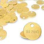 1 Inch Brass Key Tags for Stamping 0.04 Inch Laser Engraving Blank Tags Stamp Solid Brass Round Tag for Blank Pet Tags for Dogs, Chits for Pipe Valve, Key Labels, Metal Plant Tags (50 Pack)