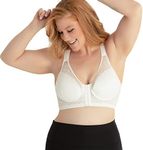 LEADING LADY The Nora Lace Front Closure Support Bra - Back Support Bras for Women - Wireless Full Support Lace Bra Plus Size White