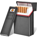 LuckWin Cigarette Case For Whole Package 20pcs Cigarettes With Electric Lighter USB Module Separable Rechargeable Windproof Flameless Safety Plasma Portable For Cigars