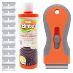 Hob Cleaner | Hob Brite & Hob Cleaner Scraper Tool | Ideal for Electric, Ceramic, Halogen & Induction Hobs | Plus 10 Spare Units | None Scratch | 300ml