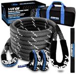 AXSIPEIX Kinetic Recovery Rope Kit (Reflective), 1.25in x 30ft 56,000Lbs, 35% High Elasticity, w/ 2 Soft Shackles, 18,666Lbs Work Load Limit for 4x4 Offroad Vehicle