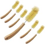 Lola Products Eco Clean Bamboo Bottle Brush | Eco Friendly Bottle Brush | Ergonomic, Durable Bamboo Handle | Non-Scratch | Easy Storage | Fibers Made from Recycled Soda/Water Bottles | 6 Pack