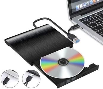 CP-Tech High Speed USB and Type C 3.0 Slim Portable External Optical CD/DVD +/-RW Drive Writer Burner Player Portable for Laptop/PC/Desktop (Black)
