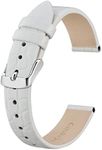 BISONSTRAP Leather Watch Straps, Soft Replacement Bands with Polished Buckle,10mm, White with Silver Buckle