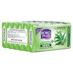 BoroPlus Antiseptic And Moisturising Bathing Neem Soap With Neem, Tea Tree, Aloe Vera & Shea Butter | 99.9% Germ And Virus Protection | For Smooth, Soft, Moisturised & Nourished Skin, 125G (Pack Of 6)