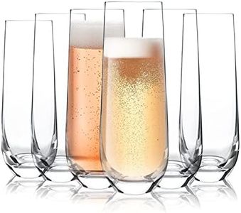 [6-Pack,9.5 Oz] Design•Master Stemless Champagne Flute Glasses, Drinking Glasses, All-Purpose Wine Drinking Glassware.