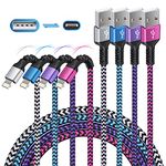 iPhone Charger, 4Pack Apple Certified Lightning Cables Nylon Braided Fast Charging Long Cord Phone Powerline USB-A to Lightening Wire for iPhone 12 Pro Max Mini 11 10 SE XS X XR 8 Plus 7 6 6s 5-3/6ft