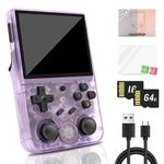 Anbernic RG353V Handheld Game Console Android 11+ LINUX, 3.5 Inches IPS Screen Support 5G WIFI 4.2 Bluetooth RK3566 64G TF Card Built-in 4450 Classic Games 64bit Game Console 3500mAh Battery (Purple)