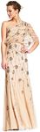 Adrianna Papell Women's One Shoulder Beaded Dress, Nude, 8