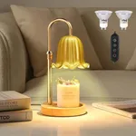 Candle Warmer with Lamp Home Decor: Gold Vintage Wax Melt Warmer Aesthetic Bedroom Adjustable Timer Flameless Holder Living Room Essentials Lampara Para Velas Aromaticas Christmas Gifts for Women