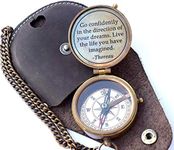 Thoreau's Go Confidently Quote Engraved Nautical Compass with Stamped Leather case, Camping Compass, Boating Compass, Gift Compass, Graduation Day Gifts Rustic Vintage Home Decor Gifts