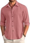 FINIVO FASHION Textured Shirts for Men || Casual Shirt for Men || Shirt for Men|| Men Stylish Shirt || Men Fancy Shirt || Men Full Sleeve Shirt || Plain Shirts for Men Peach