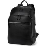 BOSTANTEN Leather Backpack School Laptop Travel Camping Computer Shoulder Bag Gym Sports Backpacks for Men Black