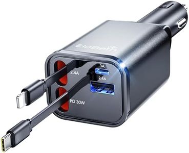 Retractable Car Charger Adapter for iPhone 17,4 in 1 Fast Charging Car Phone Charger,69W USB C Car Truck Accessories,Road Trip Essentials Gift for Men Women for iPhone 17 Pro Max/16/15/14/13/12,Galaxy
