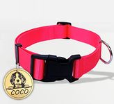 Kraftidy Dog Collar Belt with Name tag id Customized for Large Medium Small Dogs Neck Collar with Personalized Dog Name (Small, Pink)