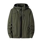 Mens Solid Rain Jacket Waterproof Lightweight Windbreaker with Hood Outdoor Raincoat for Hiking Running Travel(AG,5XL)