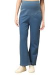 The Mom Store Maternity Knit Denims with Belly Support Pant | Stretchable Pregnancy and Post Partum Pant | Light Wash | Light Blue | S