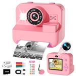 Kids Camera Instant Print - 1080P Camera for Kids with Printing Photo Paper,Toddler Digital Camera for 3 4 5 6 7 8 9 10 Years Old,Birthday Toys Gifts for Girls Aged 3-12 (Pink)