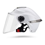 Galatée Adult Open Face Motorcycle Helmets With Visor. Stylish helmet for Bicycles Cruisers ATVs Scooters, Pass The Collision Test To Meet Road Safety (White, Transparent lens)