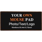 Customized Photo Mouse Pad, Personalized Stitched Edges Large Desk Mat with Your Image & Text, Creative Logo Gifts 90x40cm