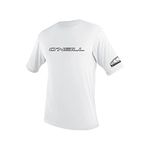 O'Neill Wetsuits UV Sun Protection Mens Basic Skins Tee Sun Shirt Rash Guard, White, X-Large