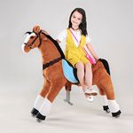 UFREE HORSE Action Pony, Large Mechanical Horse Toy, Ride on Bounce up and down and Move, Birthday Present for Children 6 years to Adult (44" Large Size, Black Mane)