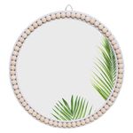 YUSALCEF 17 inch Wall Mirror, Boho Design for Living Room, Bedroom, Bathroom Decor, Hand Woven Rattan Mirror