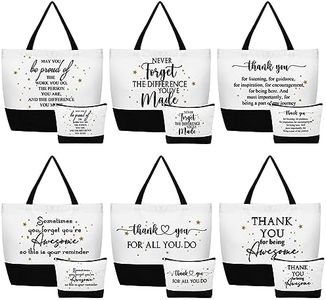 Cunno 24 Pcs Thank You Canvas Tote Bags for Women Nurse Employee Appreciation Gift Bulk Makeup Bags for Teacher Staff, White, Black, Inspirational Quotes