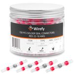 Wirefy 150 PCS Solder Seal Wire Connectors - Heat Shrink Solder Butt Connectors - Waterproof Solder Sleeves - Self Soldering Wire Connectors - Red 22-18 AWG