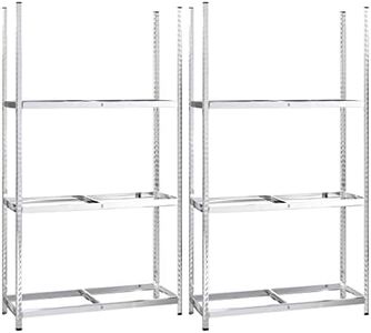 vidaXL Industrial-Style Silver Tire Racks - 2 pcs Made of Steel, Height-Adjustable, Strong Load Capacity - 110x40x200 cm