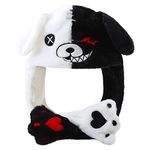 Loiahoer Black White Bear Hat Moving Ears,Bear Ears Jumping Hat Cap,Funny Novelty Birthday Christmas Gifts Womens Girls