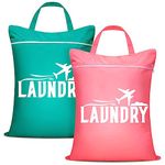 2 Pcs Large Travel Laundry Bag Washable Waterproof Wet Bag Dirty Clothes Bag Swimsuit Workout Bag for Gym Clothes Laundry Wet Clothes Swimming Pool Yoga College Dorm (Pink+Blue)