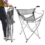 Freshore Walking Stick Chair Seat - Folding Camping Cane Portable Stool Heavy Duty Aids for Seniors (L Size Grey)