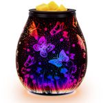 Bobolyn Glass Electric Oil Burner Wax Melts Burner Fragrance Scented Wax Candle Warmer Aroma Essential Oils Burner Melter for Home Office Bedroom Living Room Gifts - Butterfly