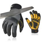 Vgo 1Pair Cut Resistant Gloves,Safety leather Work Gloves,Mechanic Gloves,HPPE Anti-cut Liner,Hand Protection,EN388 level C, ANSI level A3(CA9777CT,M,Gray)