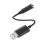 USB to 3.5 mm Jack Audio Adapter, USB Sound Card USB to 3.5mm Jack USB Audio Adapter USB to Aux Converter USB External Stereo Sound Adapter Converter for Laptop, PS4, Headset, Microphone, Laptop, PC