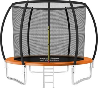 FK Sports Outdoor Trampoline 6FT/8FT/10FT/12FT Rebounder Trampolines for Toddlers, Kids & Adults with Safety Enclosure Net, Anti-tear, UV-Proof Pad, Exercise & Fitness (8ft Trampoline With Ladder)